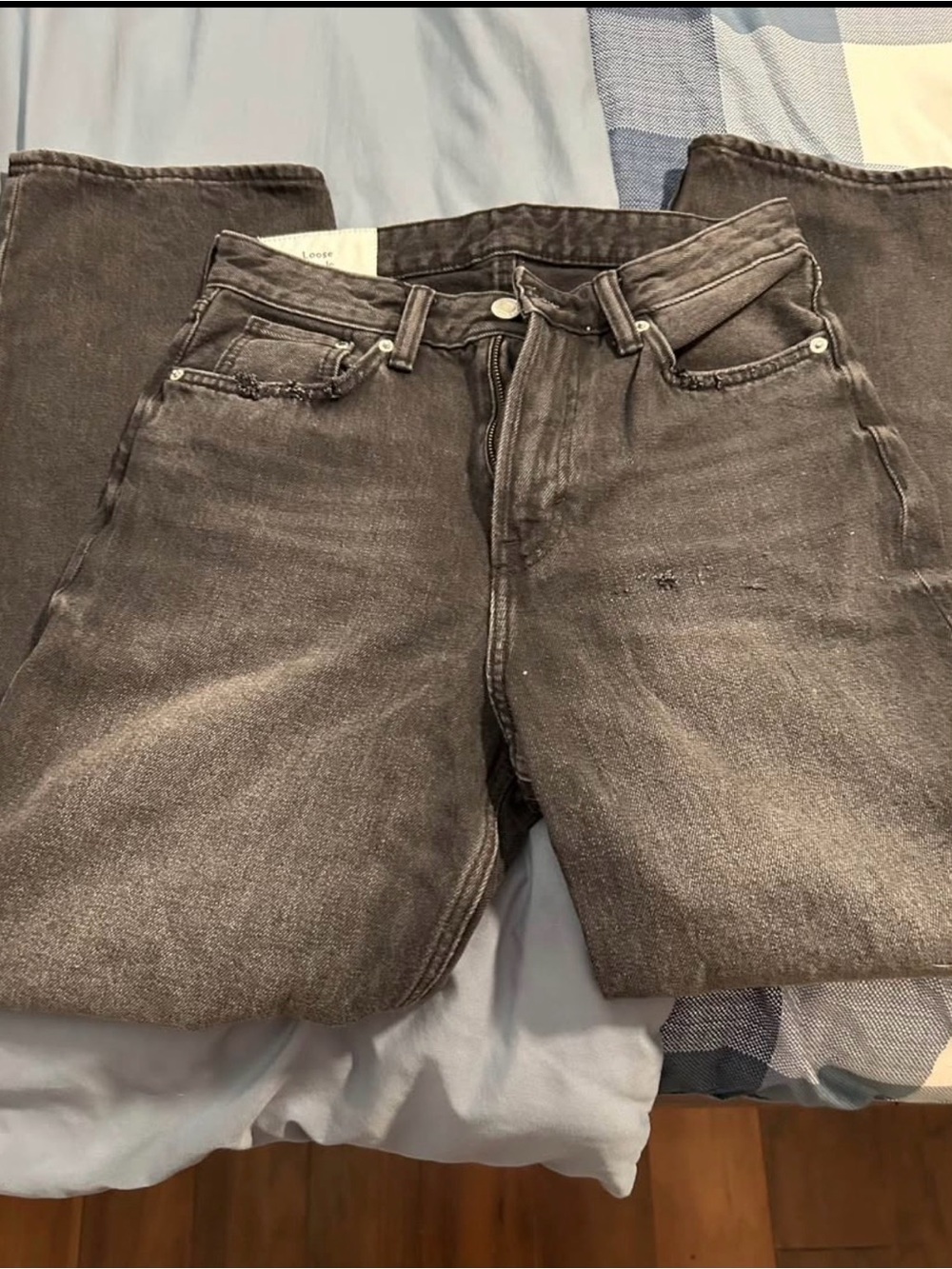 H&M Men's Washed Black Relaxed Jeans